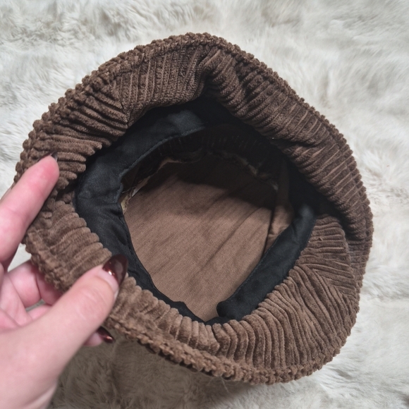 Vintage Brown Corduroy Bucket Hat Fall Winter 90s Indie Sleaze Sleeze Goblincore - Picture 6 of 9